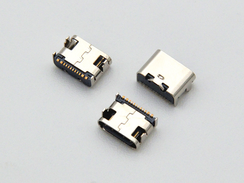 Type-C 16-pin female socket, board-mounted one-piece style with a 6.2mm length and CH1.68mm